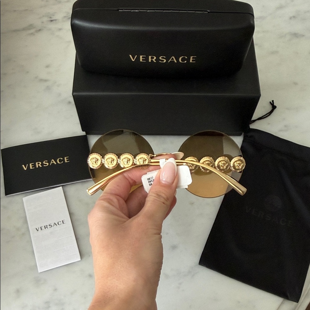 New Versace Gold and Brown Sunglasses